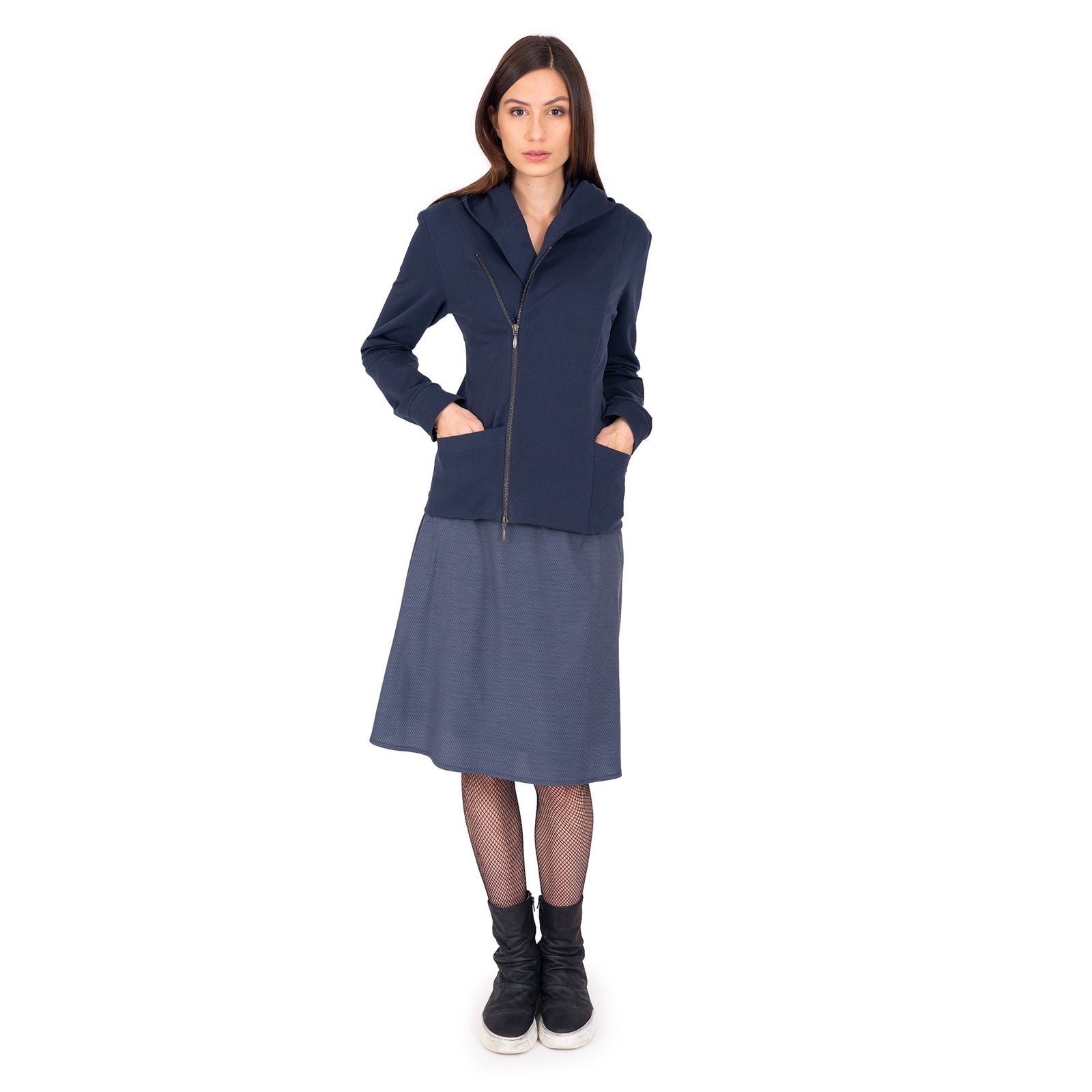 Kapuzensweatjacke mit asymmetrischer Front